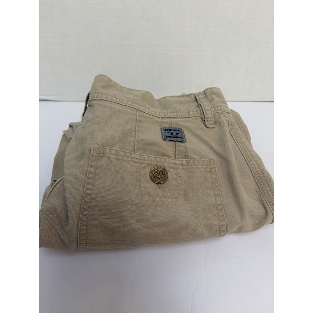 Vintage Diesel Red Tag Khaki Utility Y2K Streetwear Pants Button Cuff Size 29x31